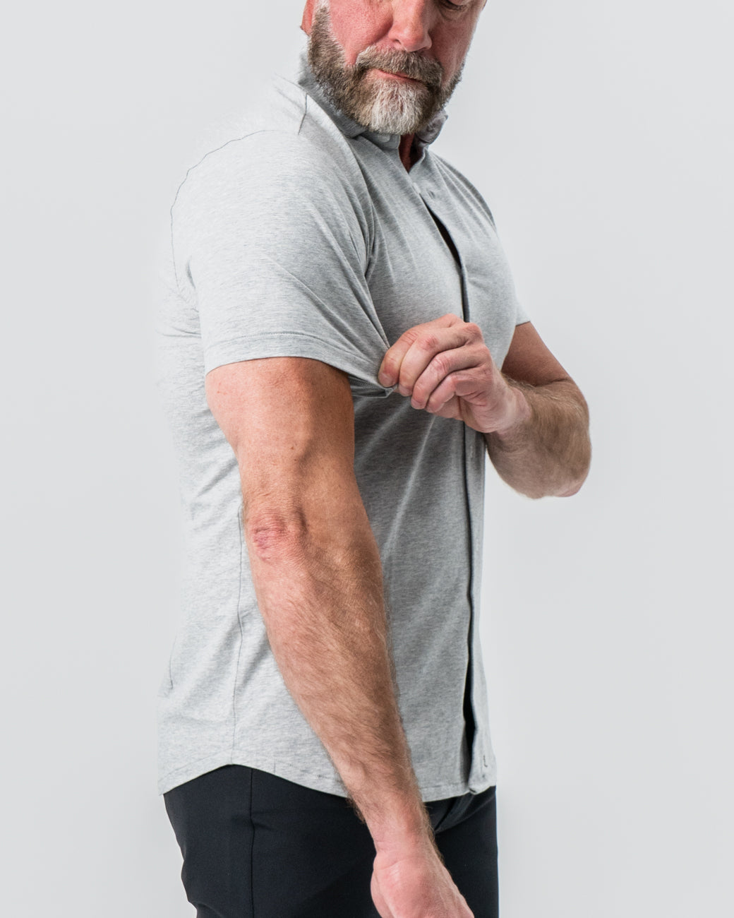 State & Liberty - "The Baldwin" Grey Short Sleeve Button Down