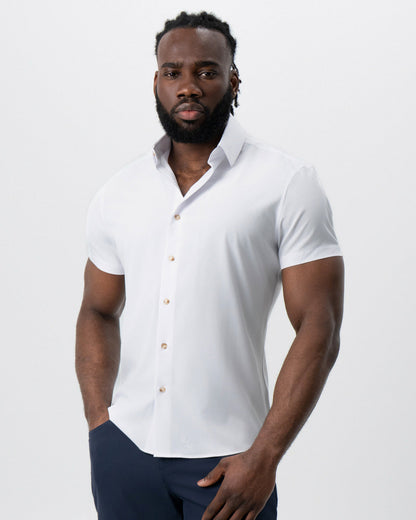 State & Liberty - "The Marco" Solid White with Tortoise Shell Buttons