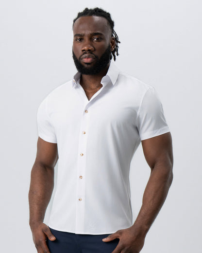 State & Liberty - "The Marco" Solid White with Tortoise Shell Buttons