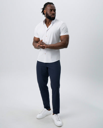 State & Liberty - "The Marco" Solid White with Tortoise Shell Buttons
