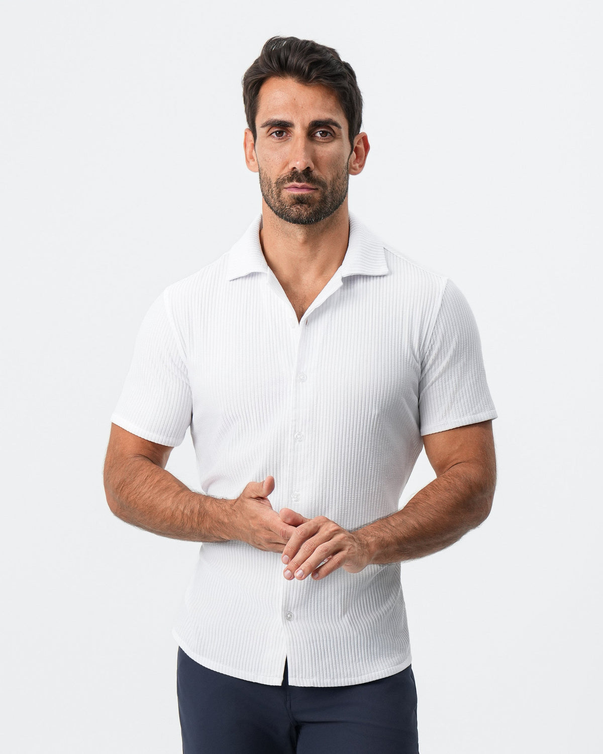 State & Liberty - Seersucker Short Sleeve Button Down - White