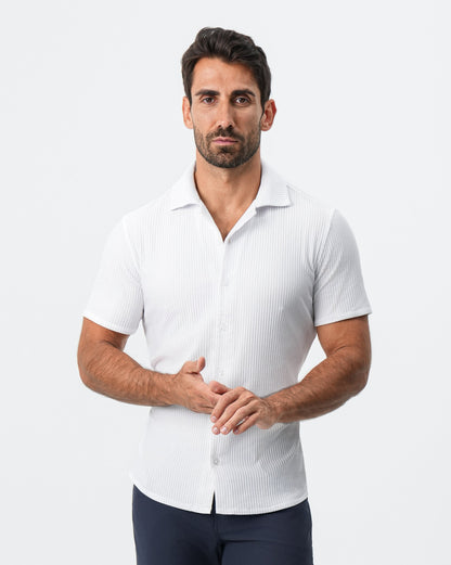 State & Liberty - Seersucker Short Sleeve Button Down - White