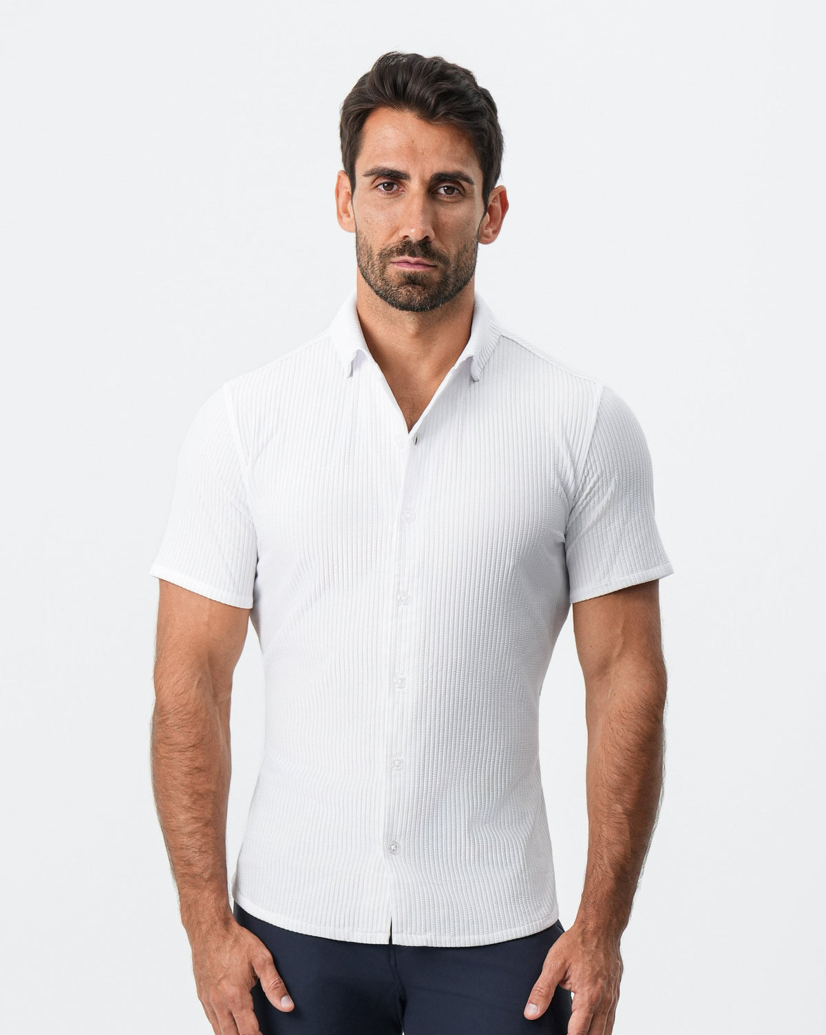State & Liberty - Seersucker Short Sleeve Button Down - White