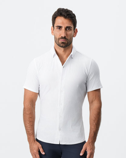 State & Liberty - Seersucker Short Sleeve Button Down - White