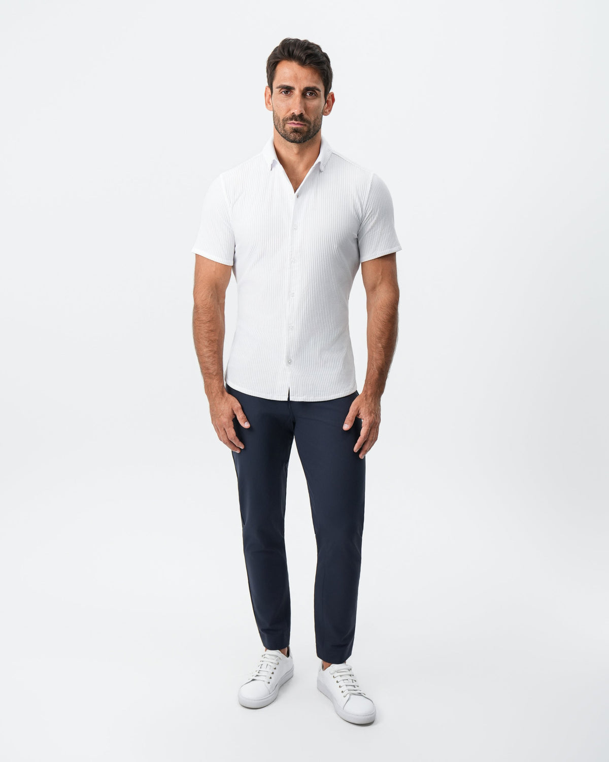 State & Liberty - Seersucker Short Sleeve Button Down - White