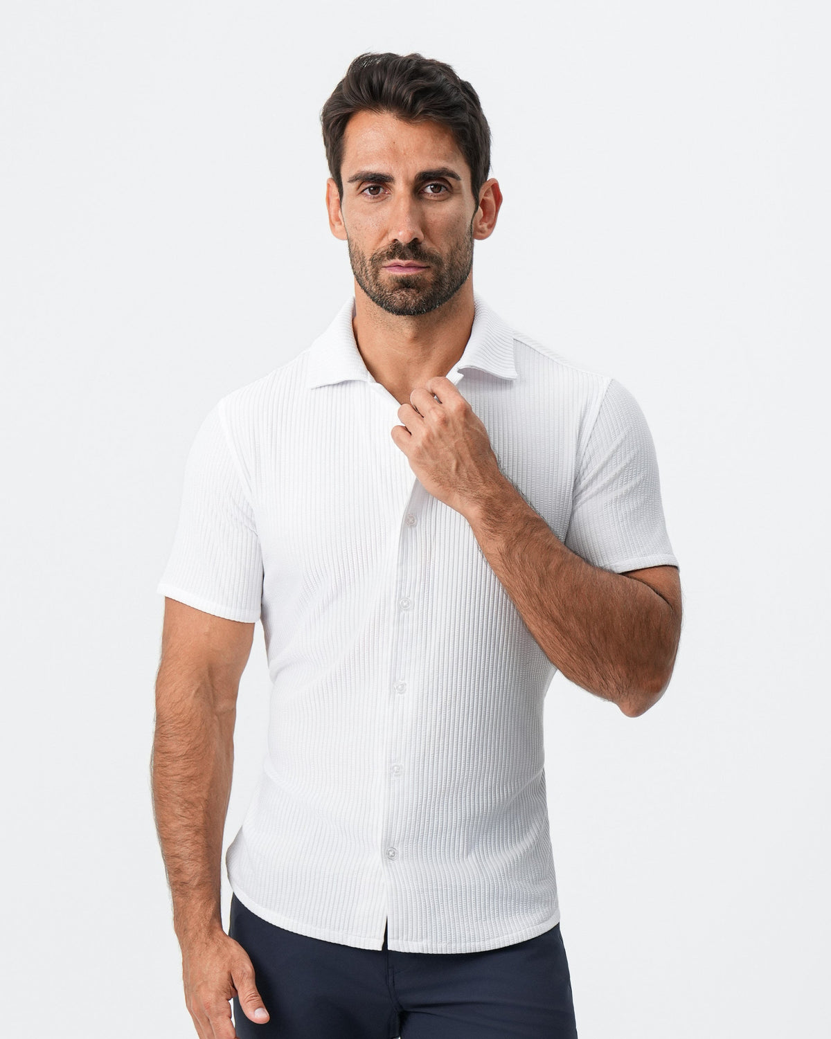 State & Liberty - Seersucker Short Sleeve Button Down - White
