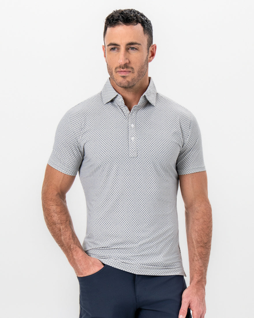 State & Liberty - "The Frost" White with Navy Square Print
