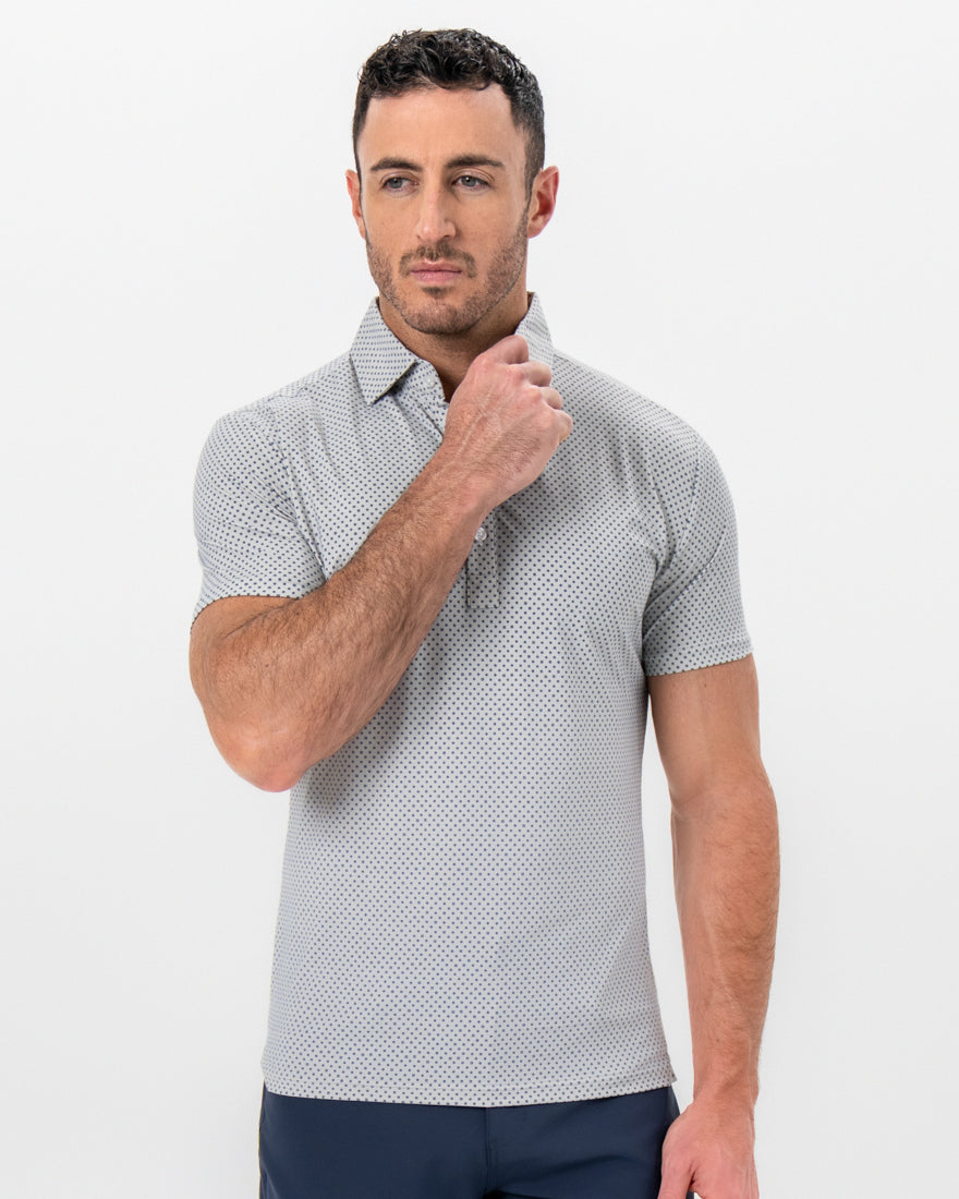 State & Liberty - "The Frost" White with Navy Square Print