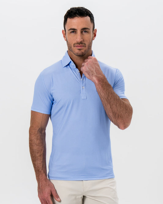 State & Liberty - "The Mykonos" White and Blue Geo Prism Print