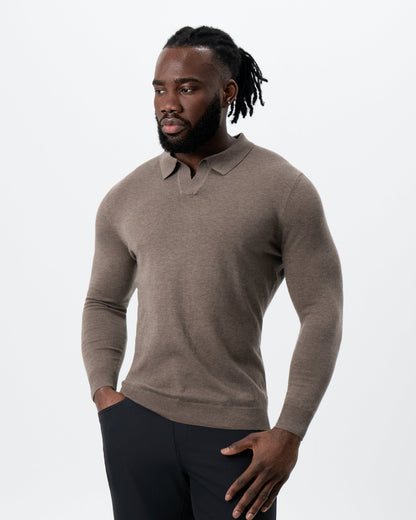 State & Liberty - Buttonless Sweater Polo - Brown