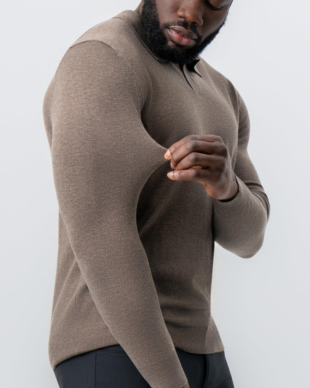 State & Liberty - Buttonless Sweater Polo - Brown