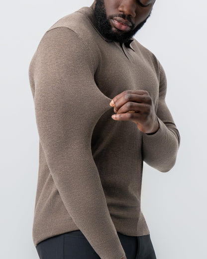 State & Liberty - Buttonless Sweater Polo - Brown