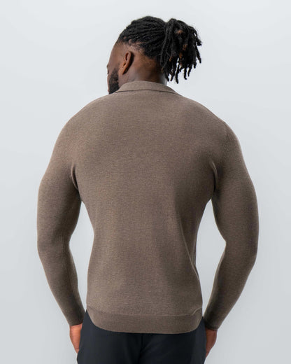 State & Liberty - Buttonless Sweater Polo - Brown