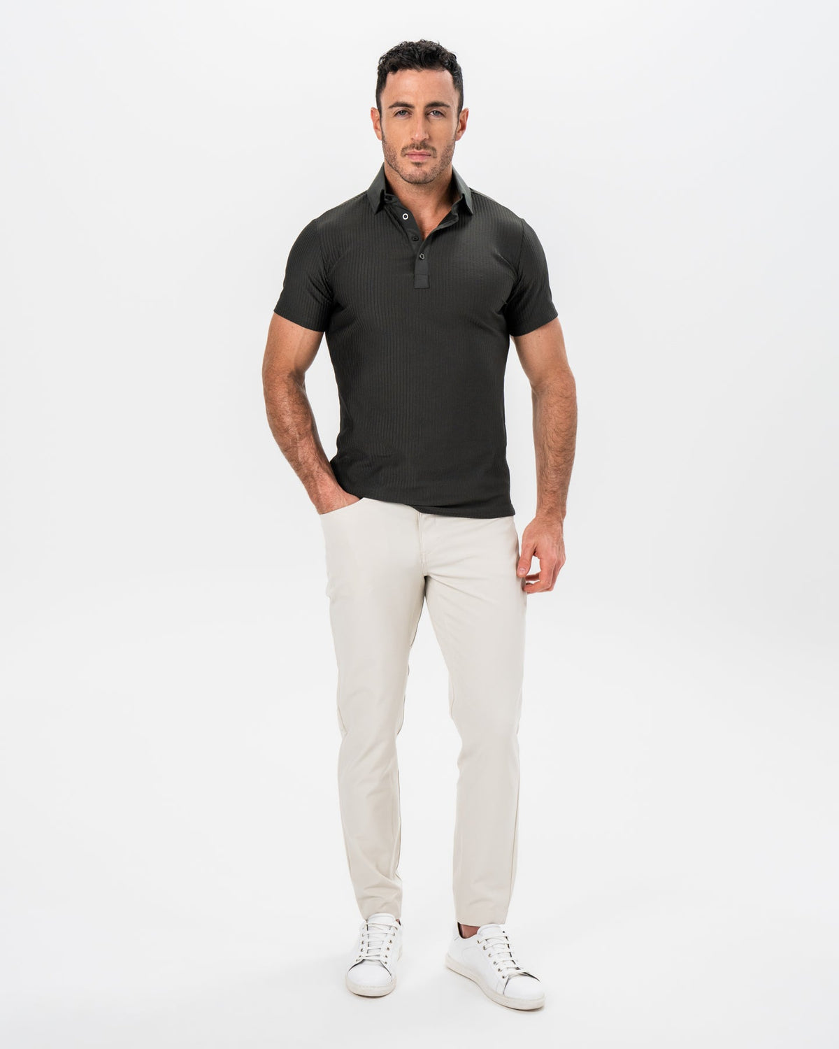 State & Liberty - Seersucker Polo - Army Green