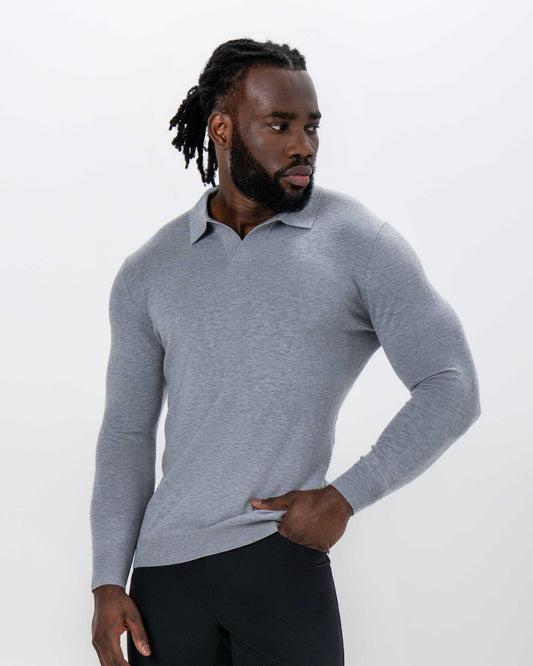 State & Liberty - Buttonless Sweater Polo - Light Grey