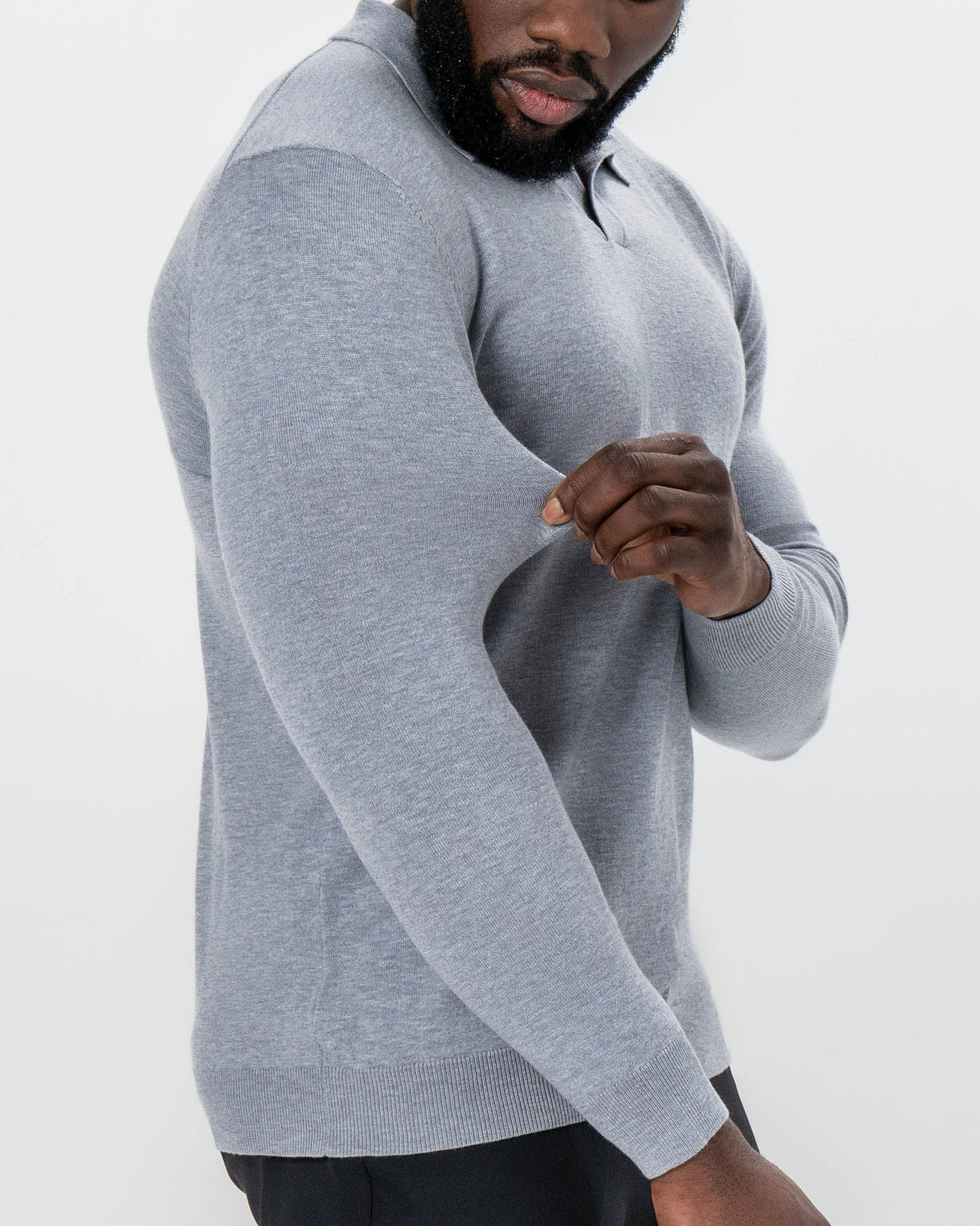 State & Liberty - Buttonless Sweater Polo - Light Grey