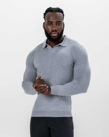 State & Liberty - Buttonless Sweater Polo - Light Grey