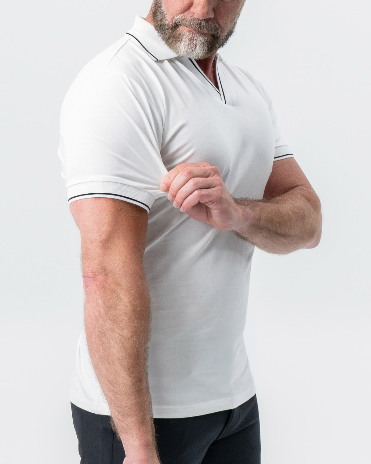 State & Liberty - "The Parkway" White with Black Tipped Polo
