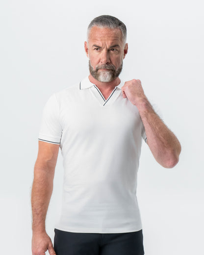 State & Liberty - "The Parkway" White with Black Tipped Polo