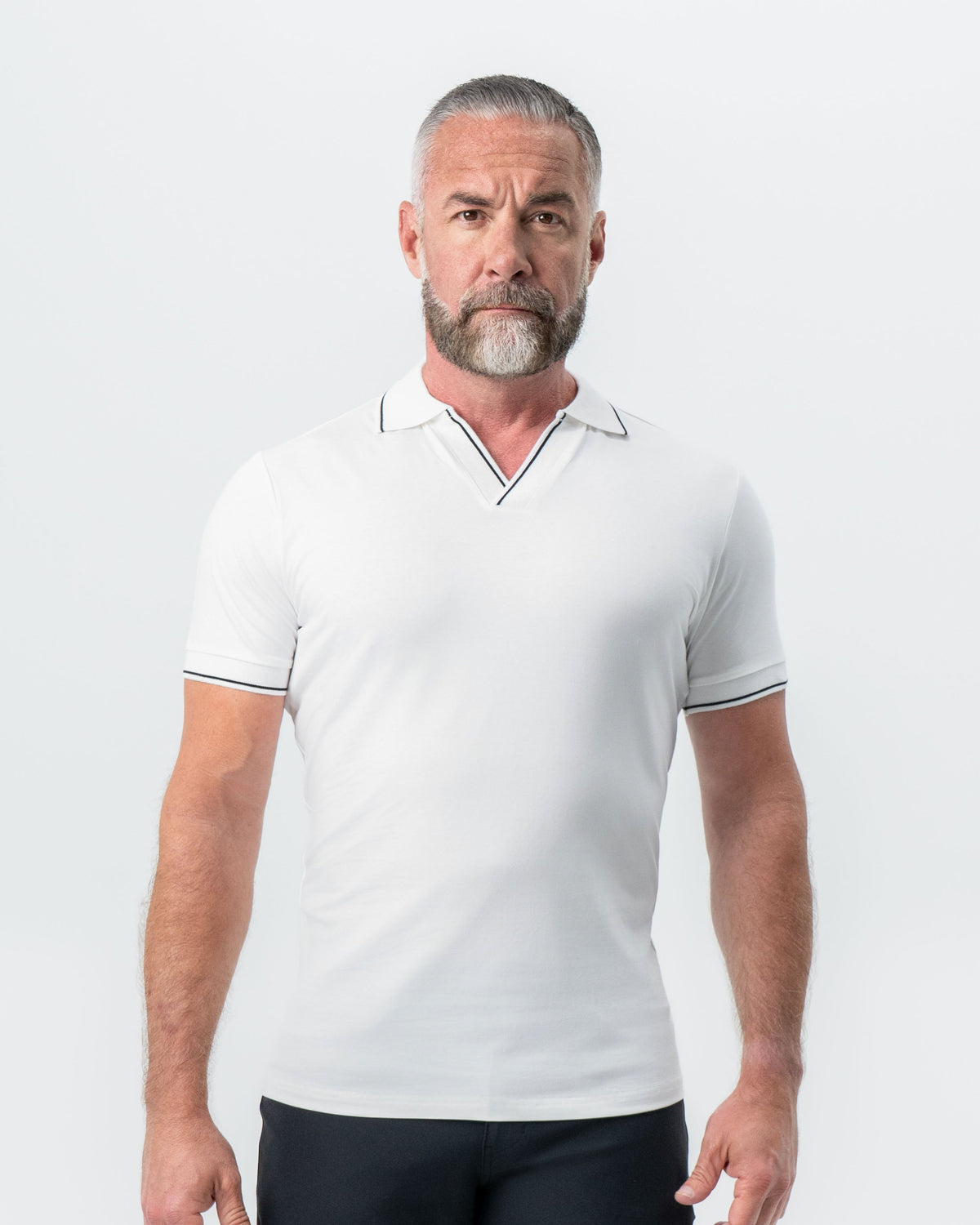 State & Liberty - "The Parkway" White with Black Tipped Polo