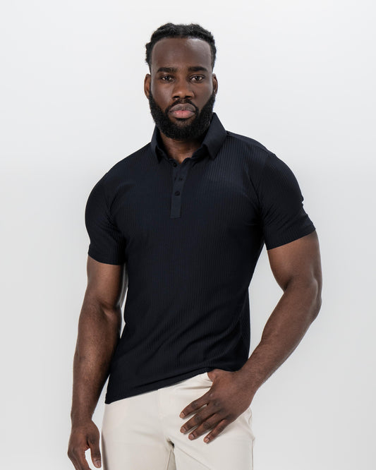 State & Liberty - Seersucker Polo - Black