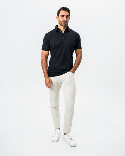 State & Liberty - "The Mercury" Black Pique Polo