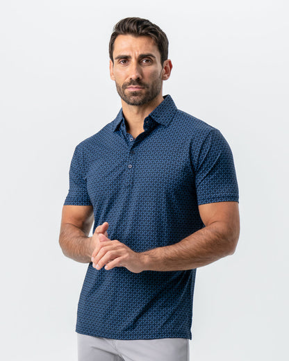 State & Liberty - "The Zeus" Diamond Navy & Light Blue Circle Polo
