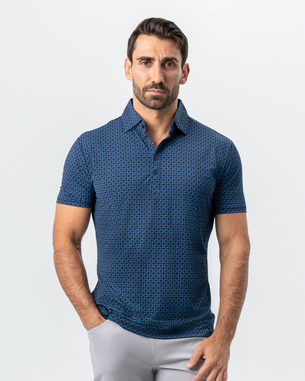 State & Liberty - "The Zeus" Diamond Navy & Light Blue Circle Polo