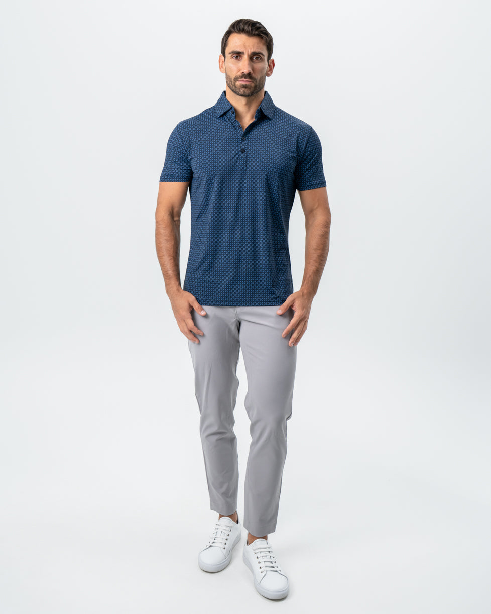 State & Liberty - "The Zeus" Diamond Navy & Light Blue Circle Polo