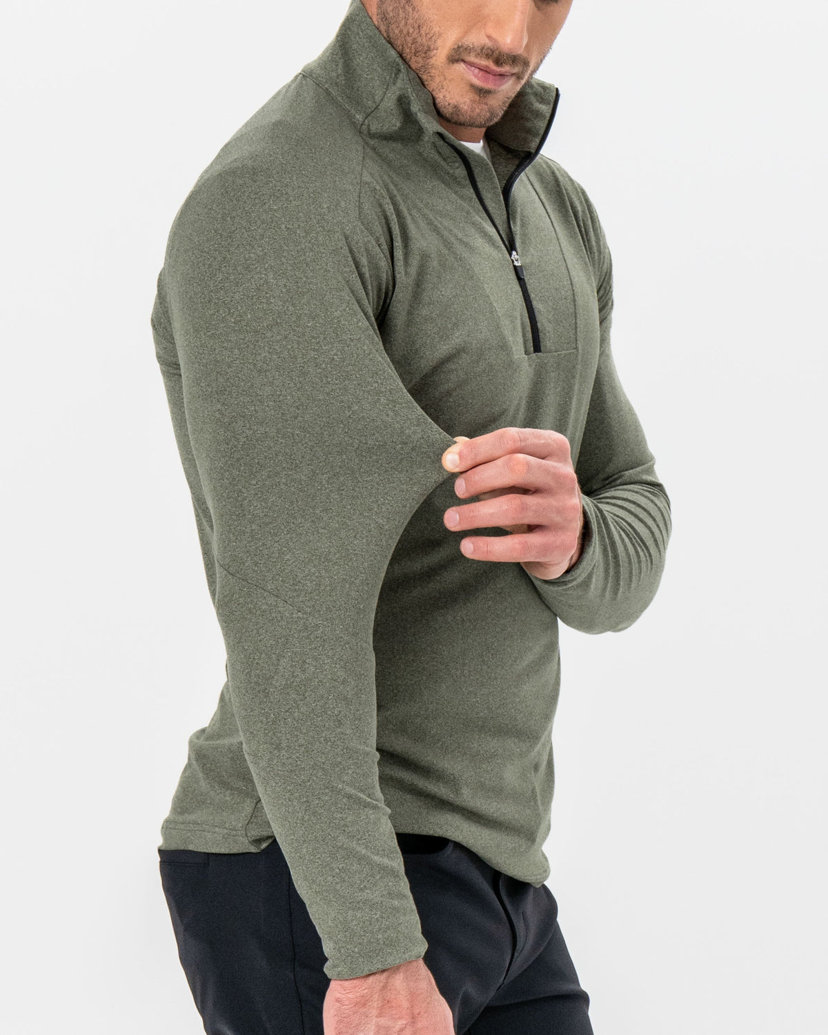 State & Liberty - Brushed Quarter Zip - Heathered Olive
