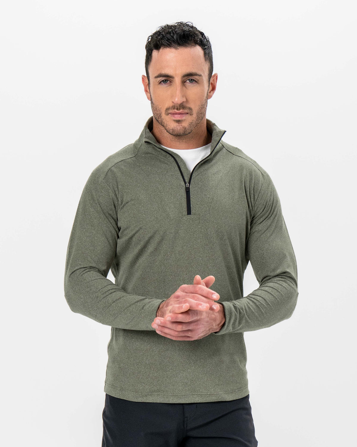 State & Liberty - Brushed Quarter Zip - Heathered Olive