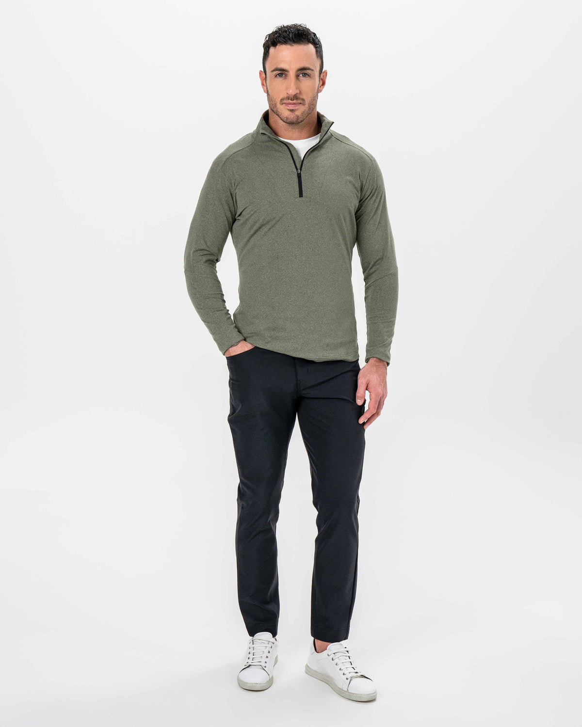 State & Liberty - Brushed Quarter Zip - Heathered Olive