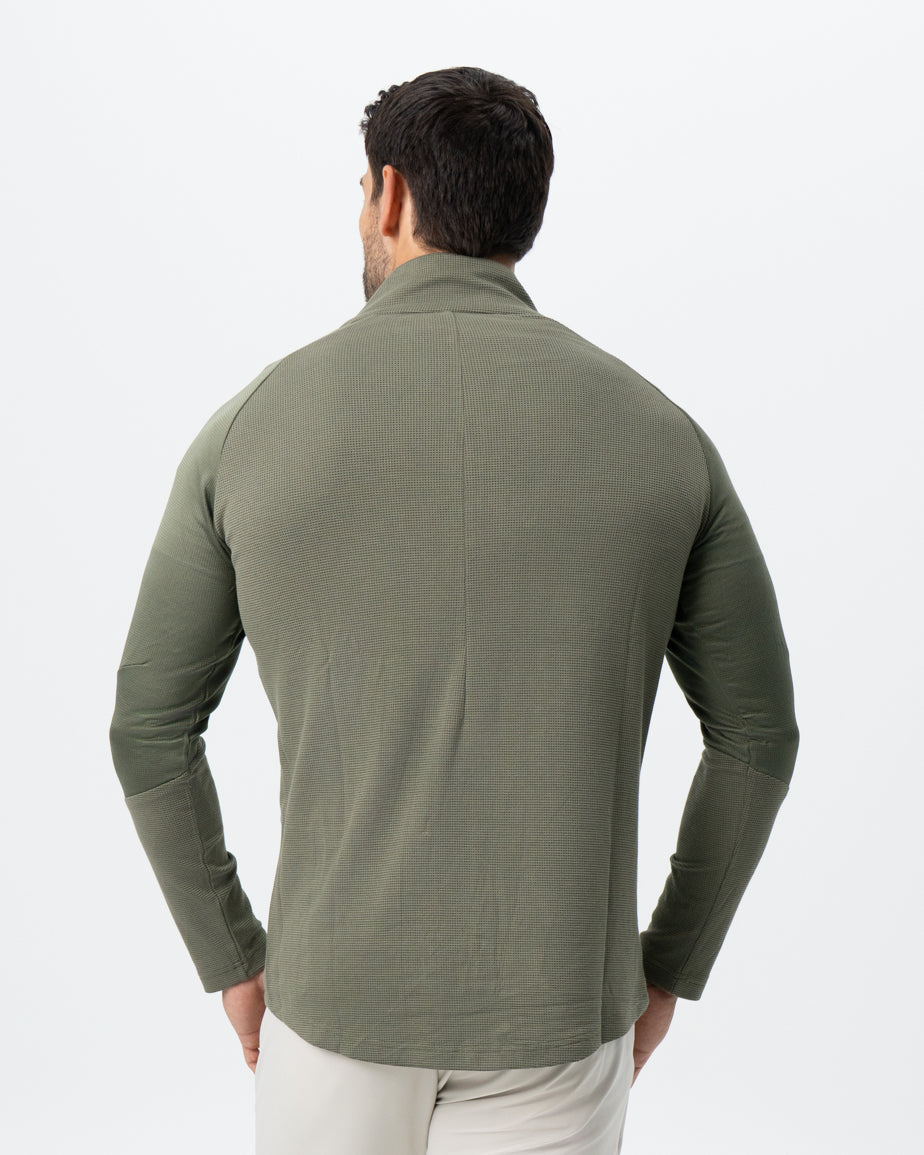 State & Liberty - Waffle Knit Quarter Zip - Solid Olive