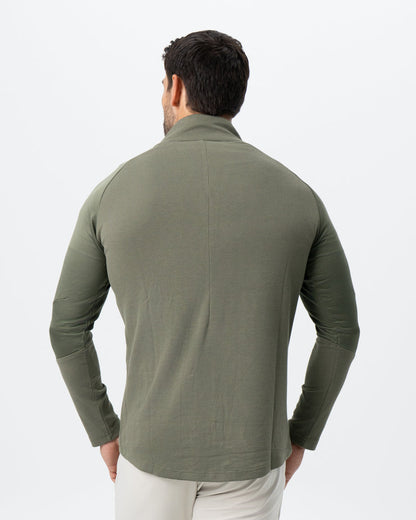 State & Liberty - Waffle Knit Quarter Zip - Solid Olive