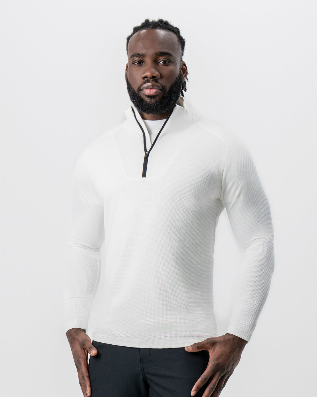 State & Liberty - Waffle Knit Quarter Zip - Solid Cream