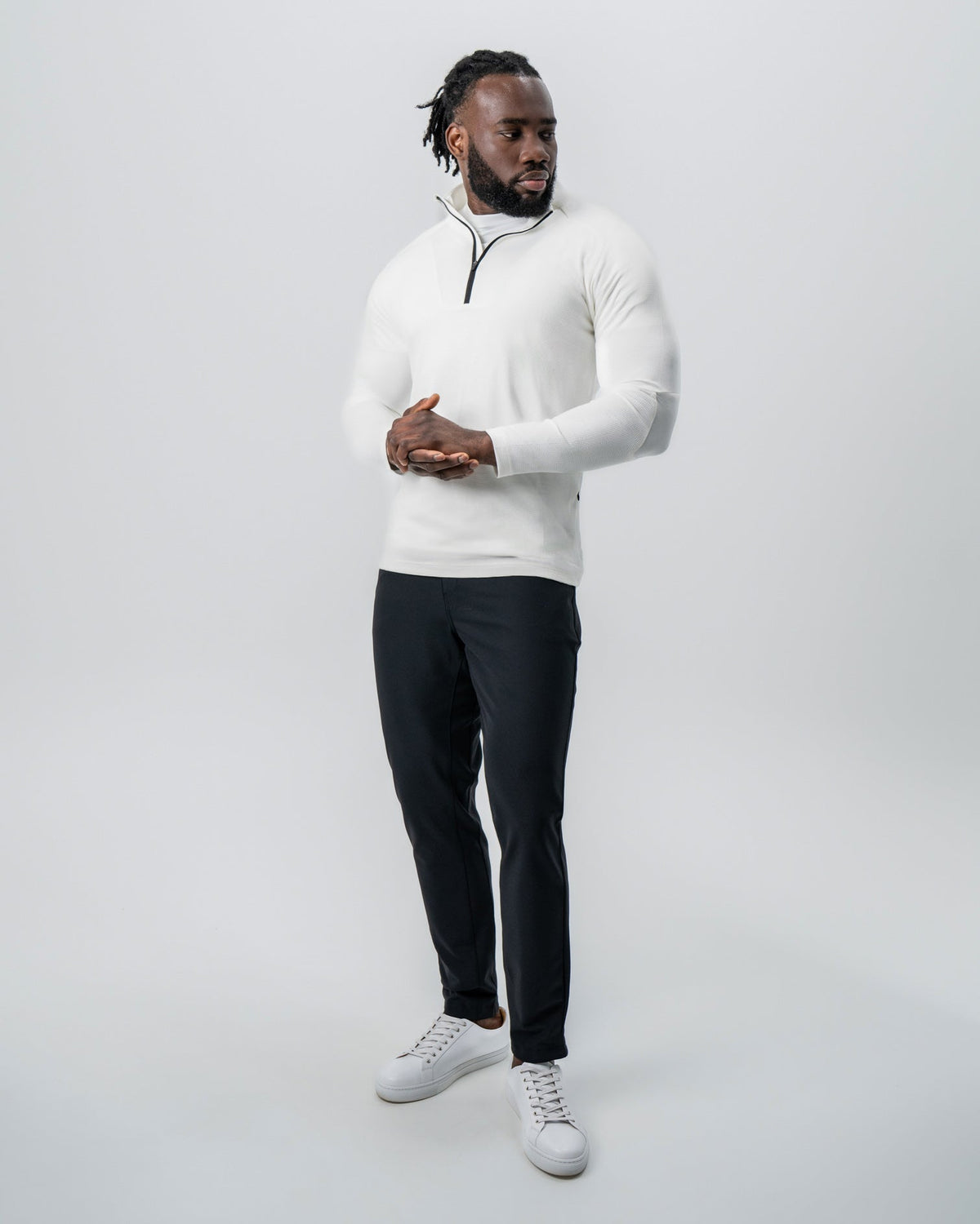 State & Liberty - Waffle Knit Quarter Zip - Solid Cream