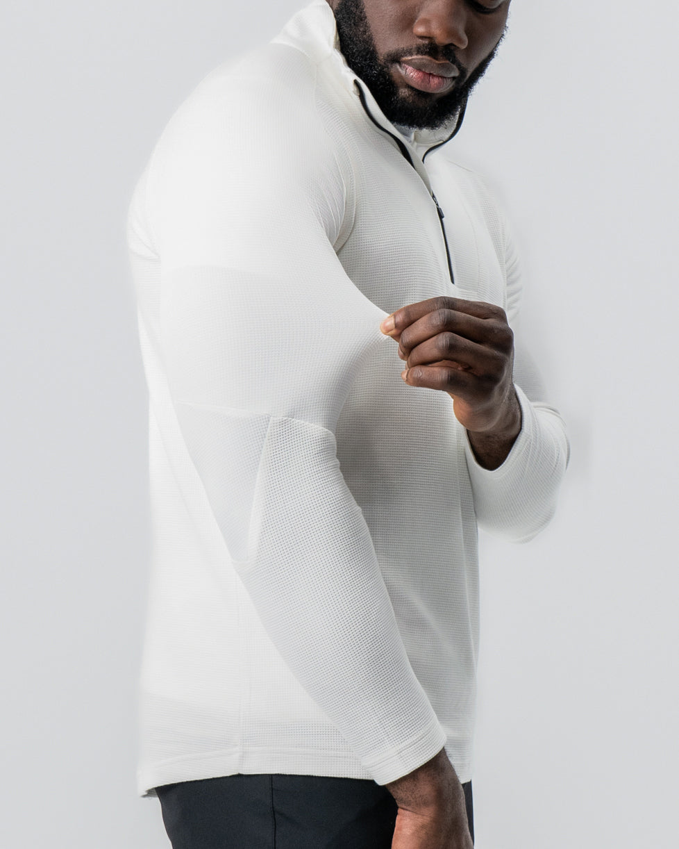 State & Liberty - Waffle Knit Quarter Zip - Solid Cream