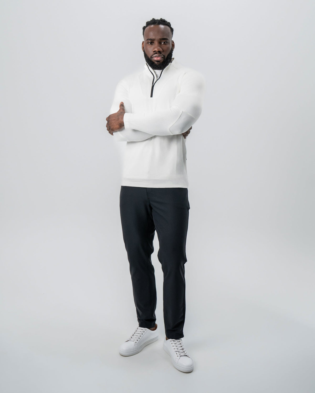 State & Liberty - Waffle Knit Quarter Zip - Solid Cream