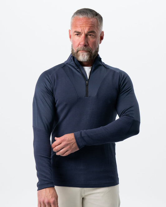 State & Liberty - Waffle Knit Quarter Zip - Navy