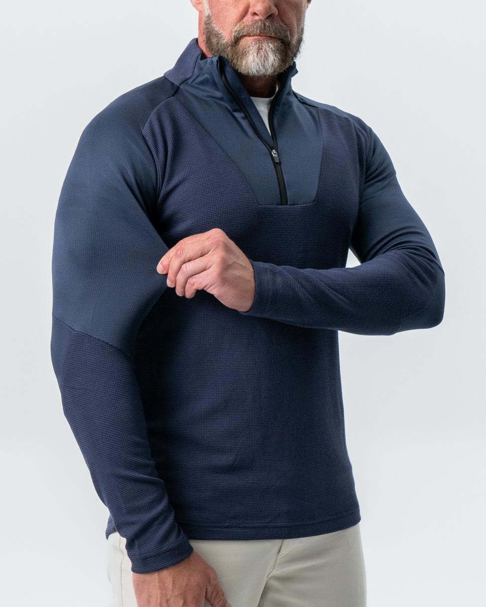 State & Liberty - Waffle Knit Quarter Zip - Navy