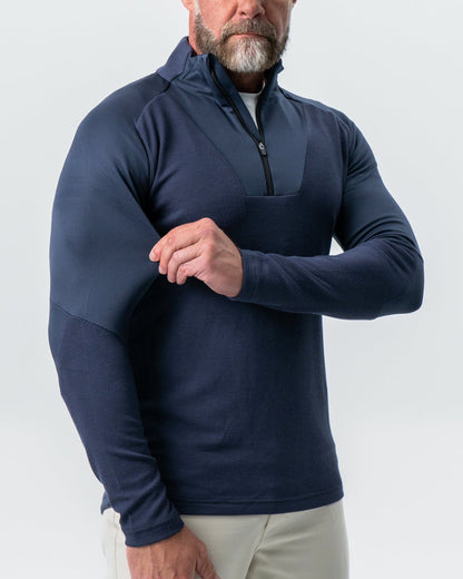 State & Liberty - Waffle Knit Quarter Zip - Navy