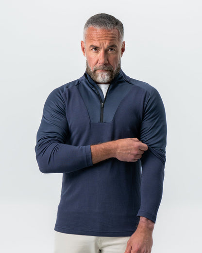 State & Liberty - Waffle Knit Quarter Zip - Navy