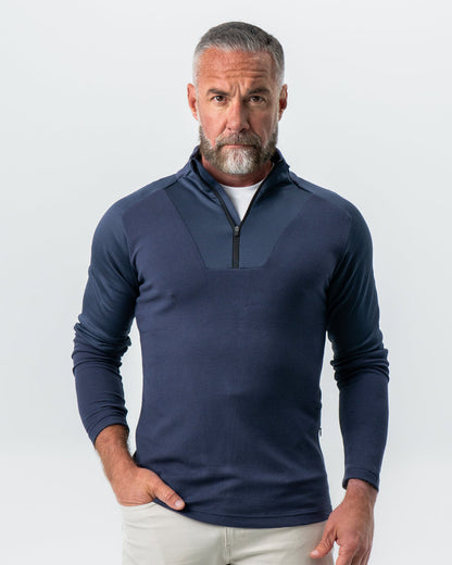 State & Liberty - Waffle Knit Quarter Zip - Navy