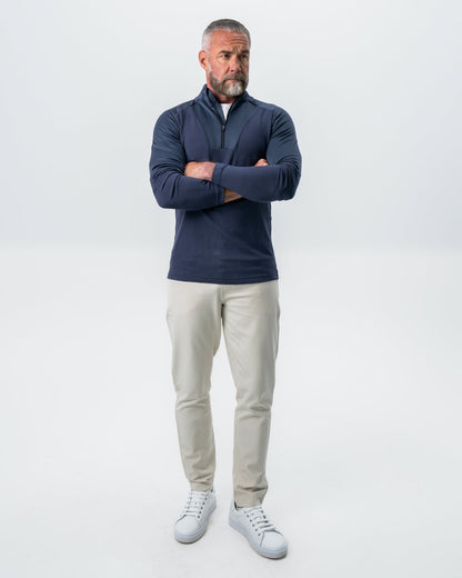 State & Liberty - Waffle Knit Quarter Zip - Navy