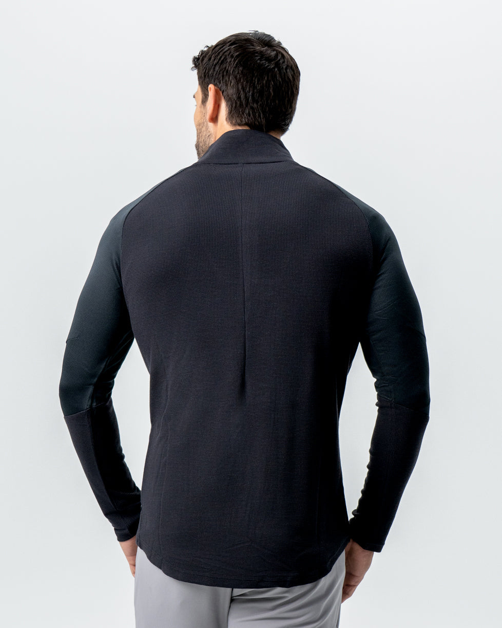 State & Liberty - Waffle Knit Quarter Zip - Solid Black