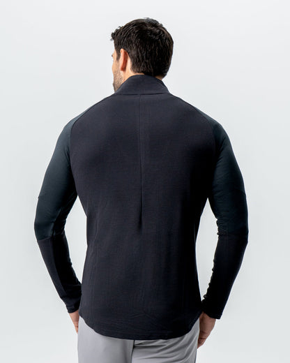 State & Liberty - Waffle Knit Quarter Zip - Solid Black
