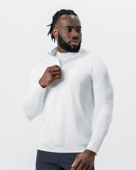 State & Liberty - Tech Quarter Zip - White