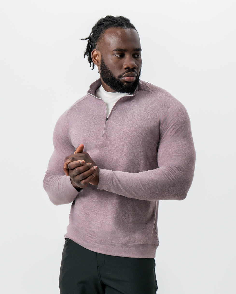 State & Liberty - Tech Quarter Zip - Heathered Crimson