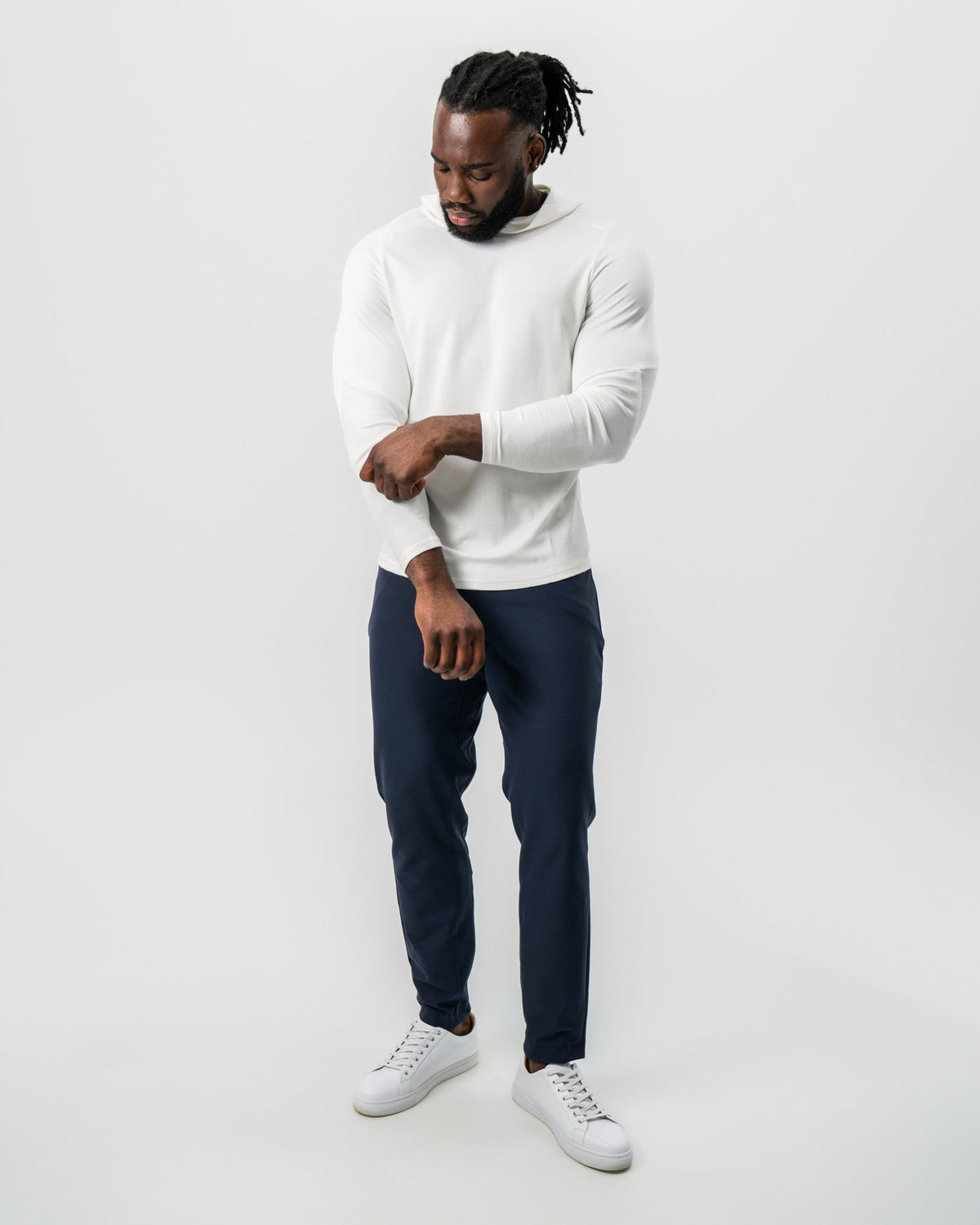State & Liberty - Waffle Knit Hoodie - Cream