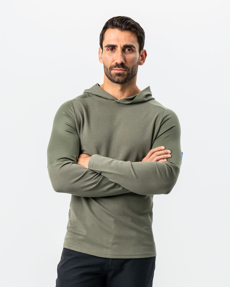 State & Liberty - Waffle Knit Hoodie - Olive